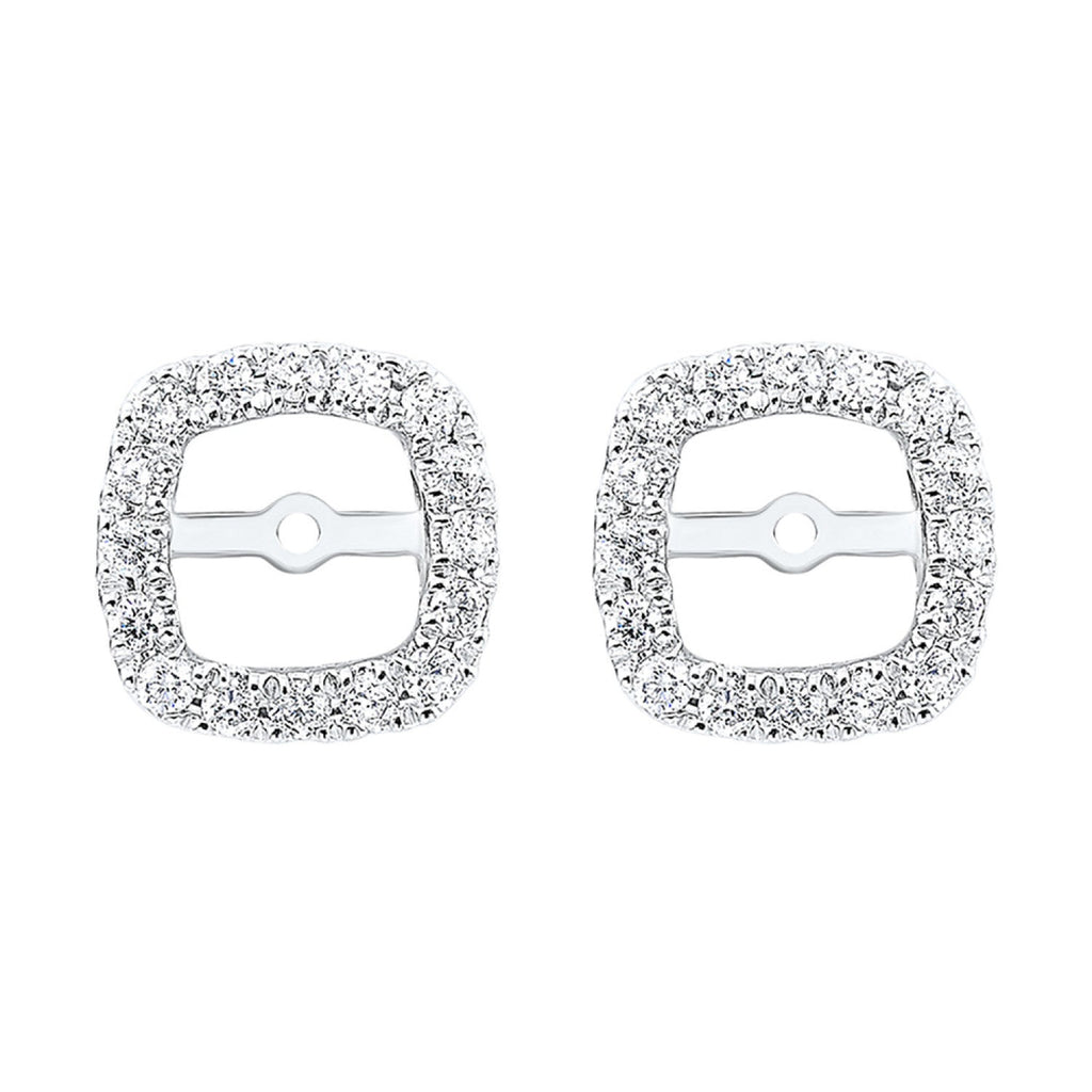 Square diamond jackets, 14K white gold.
