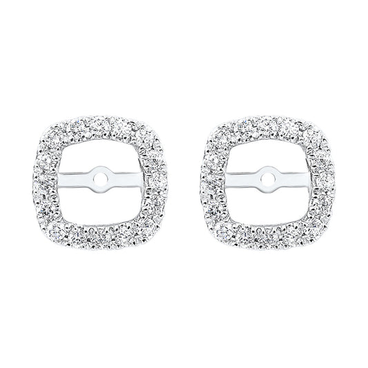 Square diamond jackets, 14K white gold.