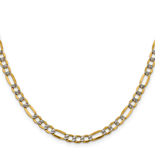 14K white-yellow gold Figaro chain necklace.