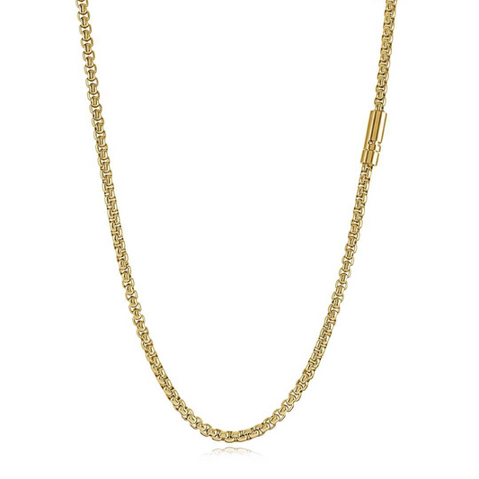 22" Round Box 4mm Chain in Stainless Steel Yellow