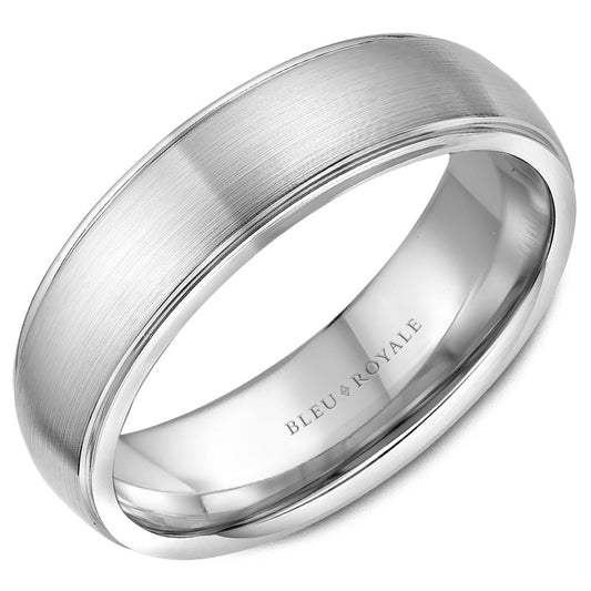 14K white gold band, polished satin finish.