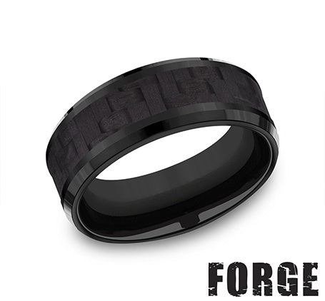 Titanium black carved band, polished satin finish.