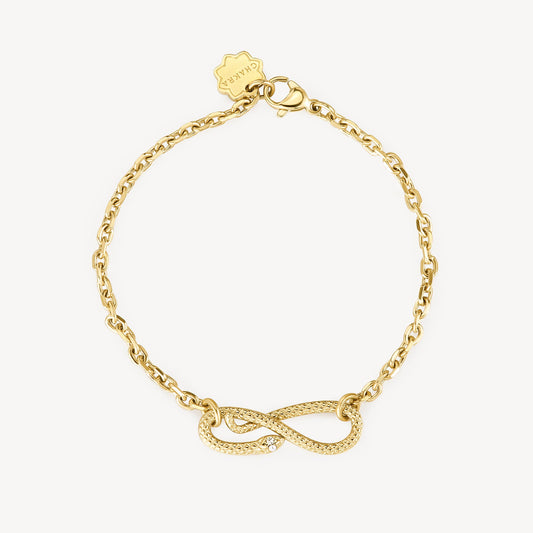Gold-plated cable link bracelet with diamonds.