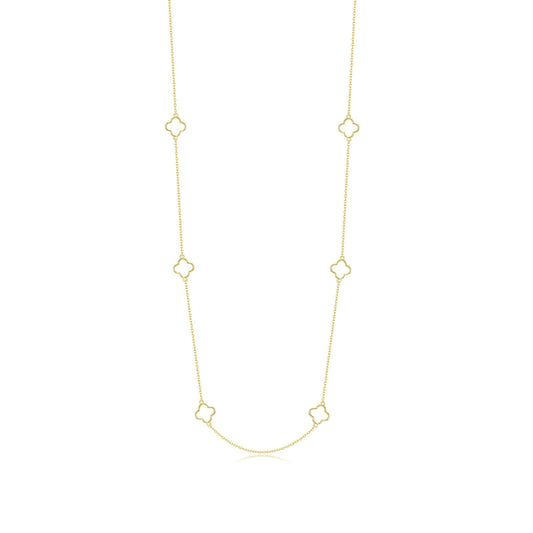 Simulated diamond necklace with floral stations.