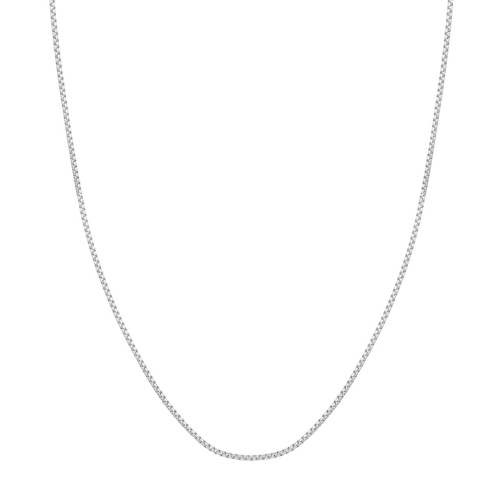 Sterling silver round box chain, 20-inch.