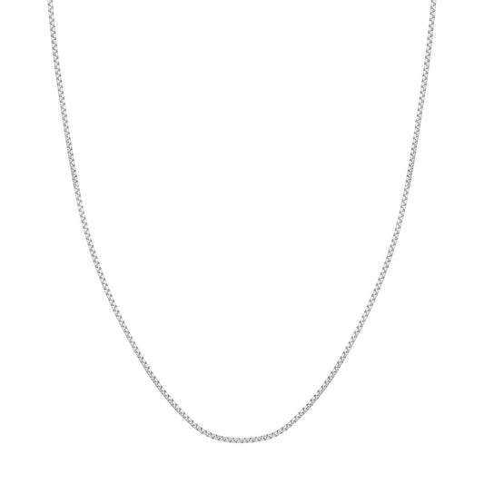 Sterling silver round box chain, 20-inch.