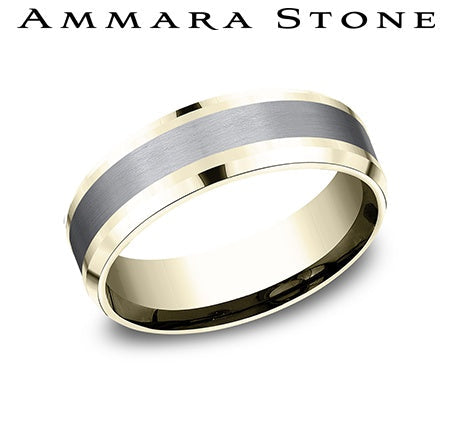 Tantalum and gold carved men's band.