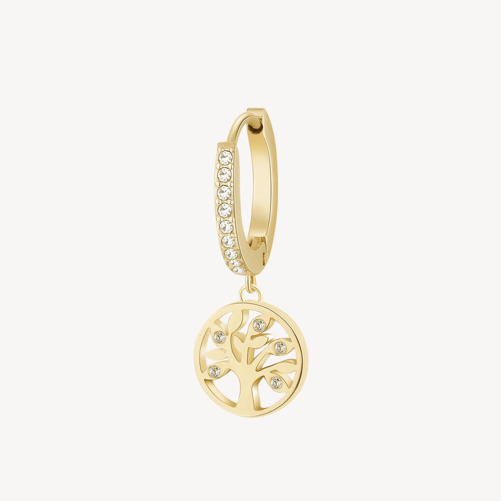Gold-plated earrings with tree charm.