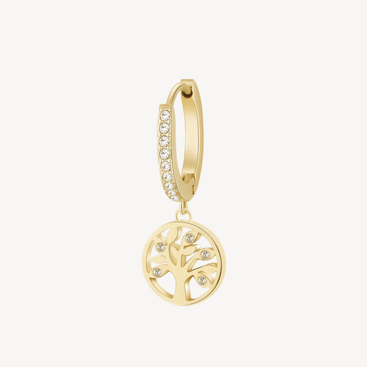 Gold-plated earrings with tree charm.