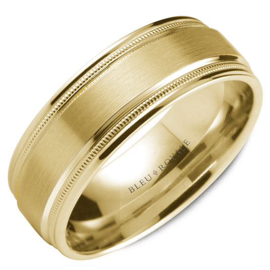 14K yellow gold band with carved details