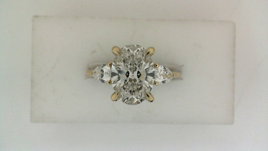 ReMARKable Designs Three Stone Complete Engagement Ring in 14 Karat Yellow Gold with 2.03ctw of Round Lab-Grown Diamonds, Clarity: VS1, Color: F
