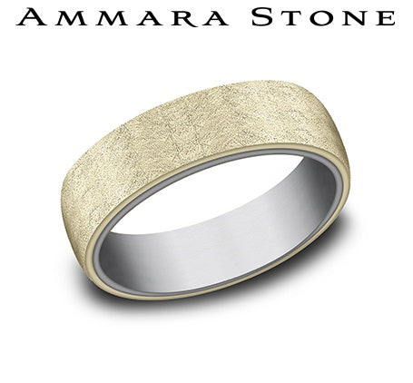 Tantalum band, yellow-grey, diamond brush finish.