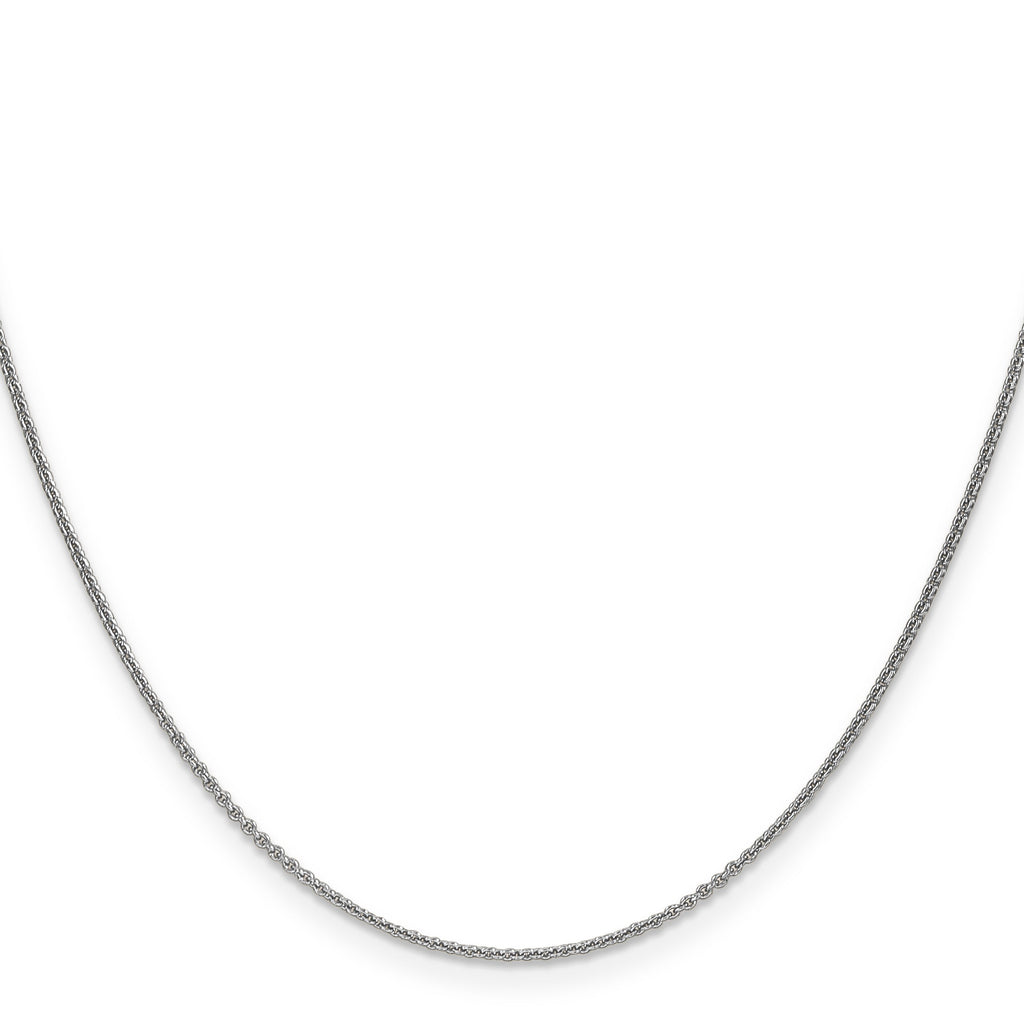 14K white gold cable link chain.
