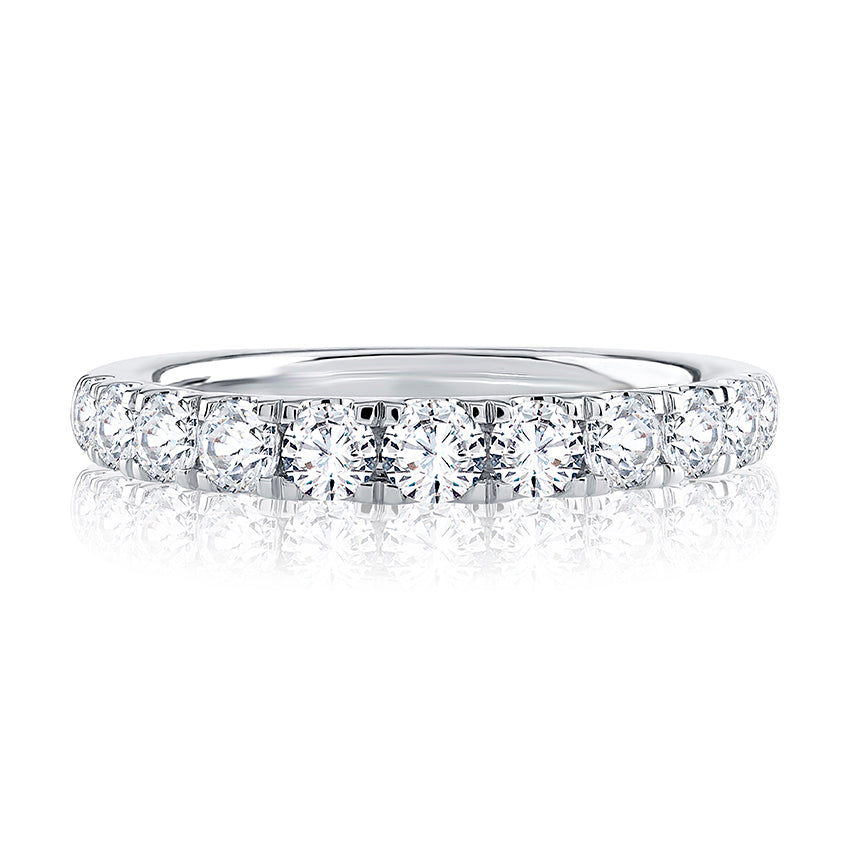 Ladies Simulated Diamond Band in 14 Karat White