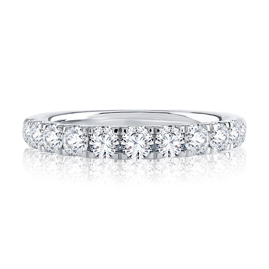 Ladies Simulated Diamond Band in 14 Karat White