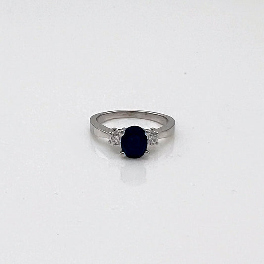 ReMARKable Estate Oval Sapphire Color Gemstone Ring in 14 Karat White Gold with 1.25ctw 7.86mm Sapphire