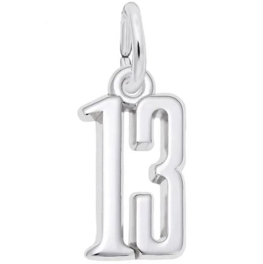"14K white gold number 13 pendant"