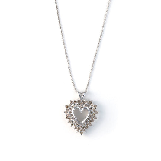 ReMARKable Estate Natural Diamond Necklace in 14 Karat White Gold with 1.50ctw Champagne SI2-I1 Round Diamonds