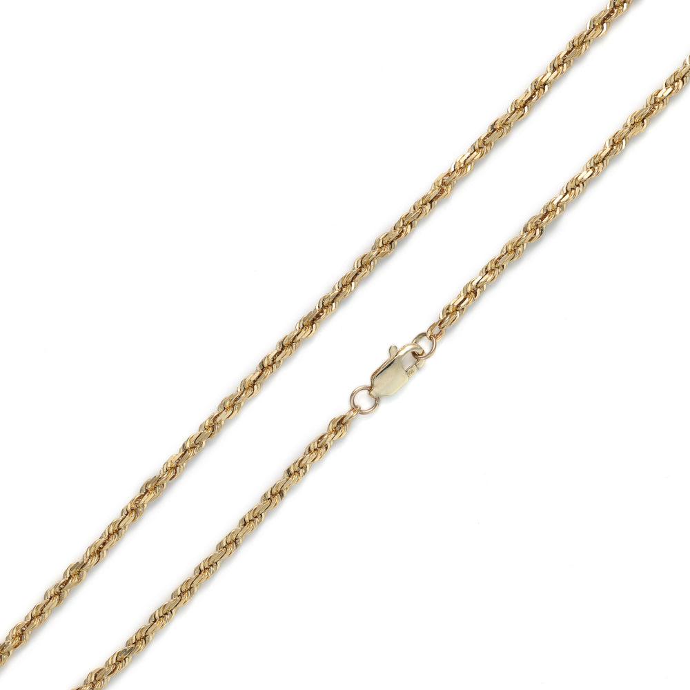 14k yellow gold rope chain with clasp.