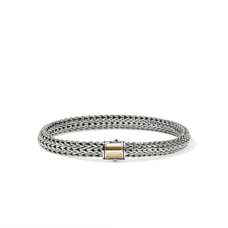 Sterling silver foxtail bracelet with hidden clasp.