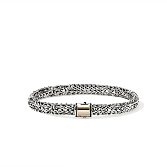 Sterling silver foxtail bracelet with hidden clasp.