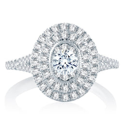 ReMARKable Designs Halo Natural Diamond Complete Engagement Ring in 14 Karat White Gold with 0.30ctw Round Diamonds, Clarity: I1, Color: H