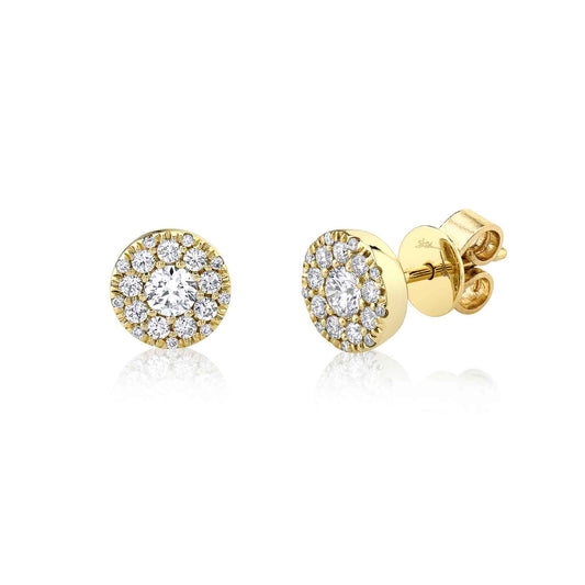 14K yellow gold diamond stud earrings.