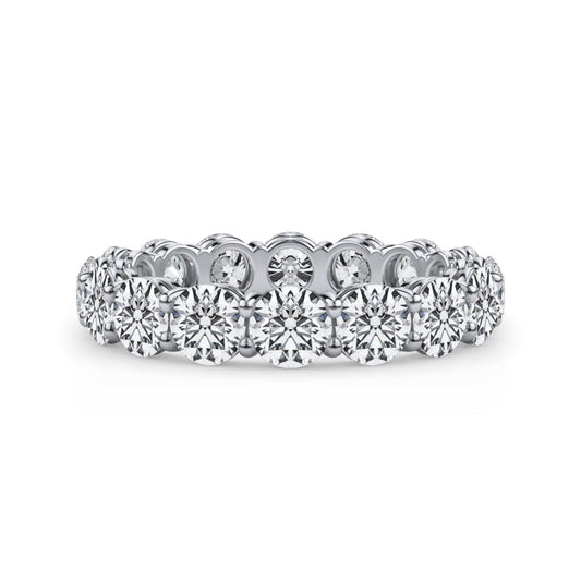 Round diamond eternity band in white gold.
