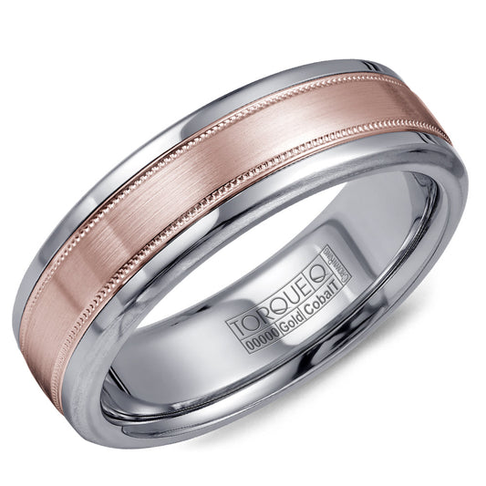 Cobalt band with rose gold center stripe.