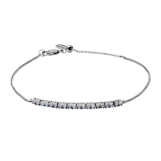 Sterling silver bracelet with moonstone accents.