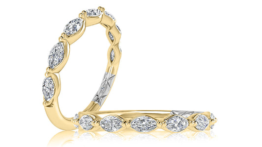 Marquise diamond band, 14K white gold.