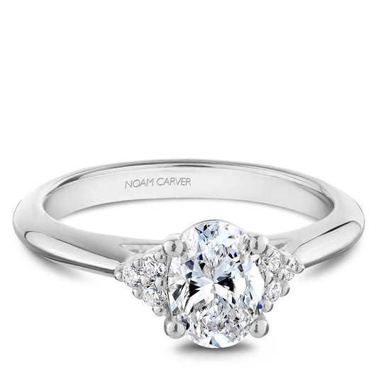 14K white gold ring with side diamonds.