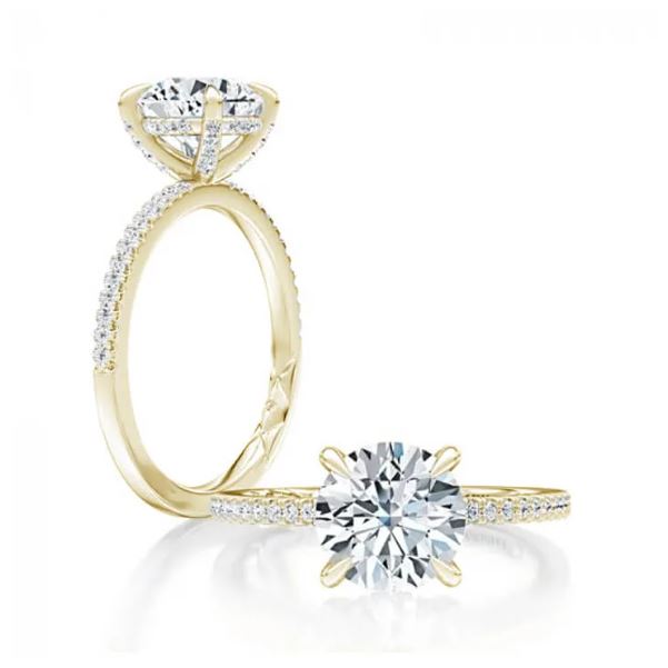 Two-tone diamond engagement ring setting.