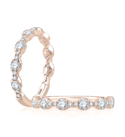 A. Jaffe Stackable Natural Diamond Band in 14 Karat White Gold, Clarity: SI2, Color: G/H, Size 6