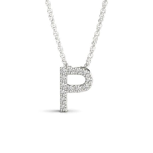 Initial pendant necklace with diamonds.