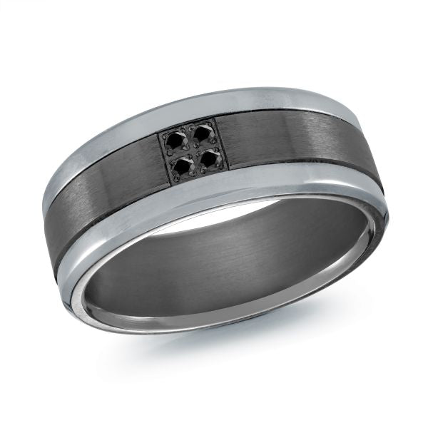 Tantalum band with black diamond accents.