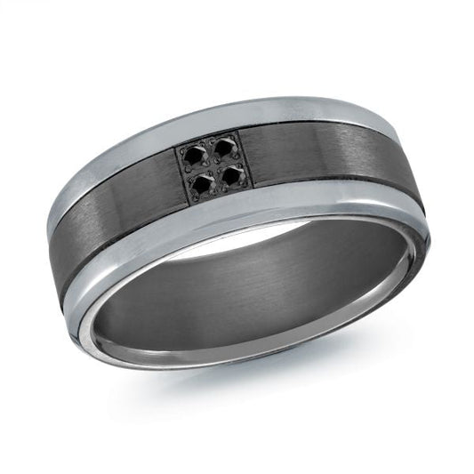 Tantalum band with black diamond accents.