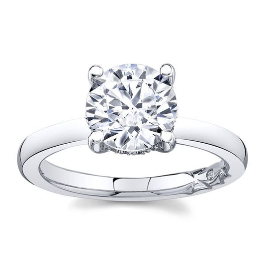 14K white gold ring with round diamonds.