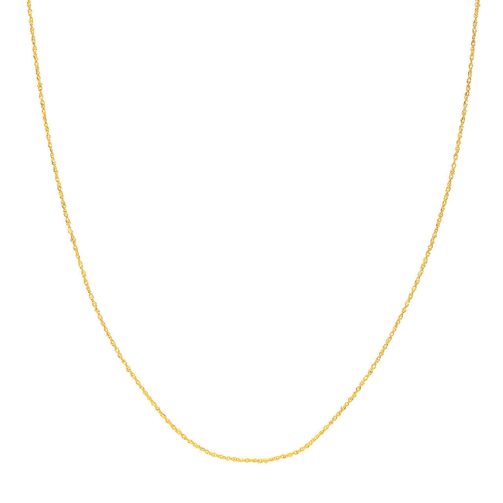 Diamond-cut 14K yellow gold Singapore chain.