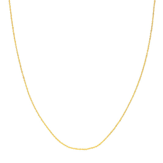 Diamond-cut 14K yellow gold Singapore chain.