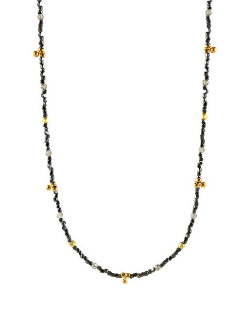 Gold-filled black-yellow necklace with Thai silver.