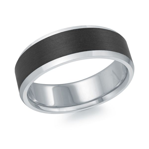 Carbon fiber and white gold men's band.