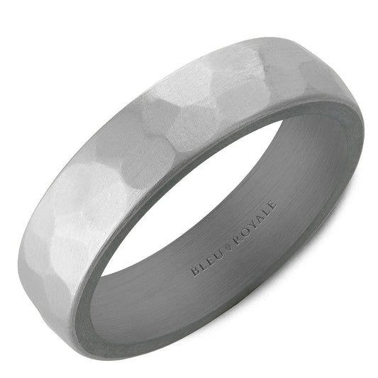 Hammered white-grey tantalum band, 6MM width.