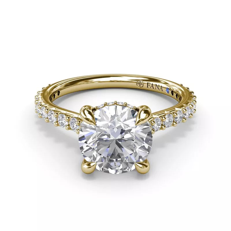 14K yellow gold ring with round diamonds.