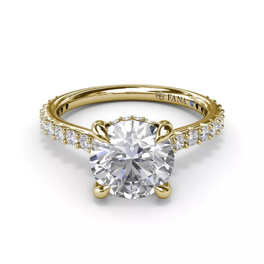 14K yellow gold ring with round diamonds.