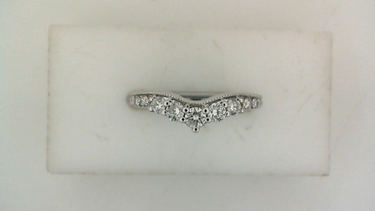 V-shaped diamond band in white gold.