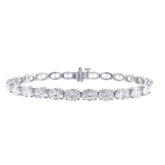 14K white gold bracelet with round diamonds.