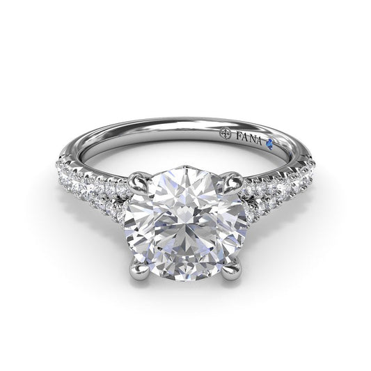 14K white gold ring with round diamonds.