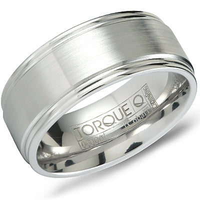 Cobalt white ring, carved polished satin finish.