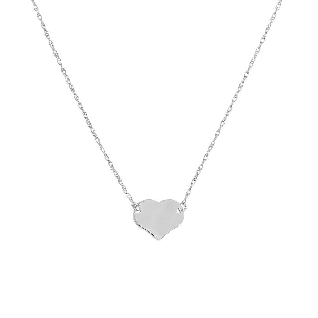 14K white gold heart necklace, no stones.